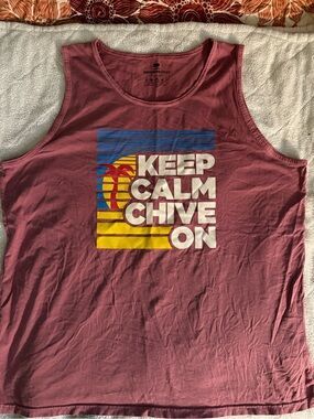 CKKO Men’s Keep Calm Chive On Tank Top - Dusty Rose XXXL